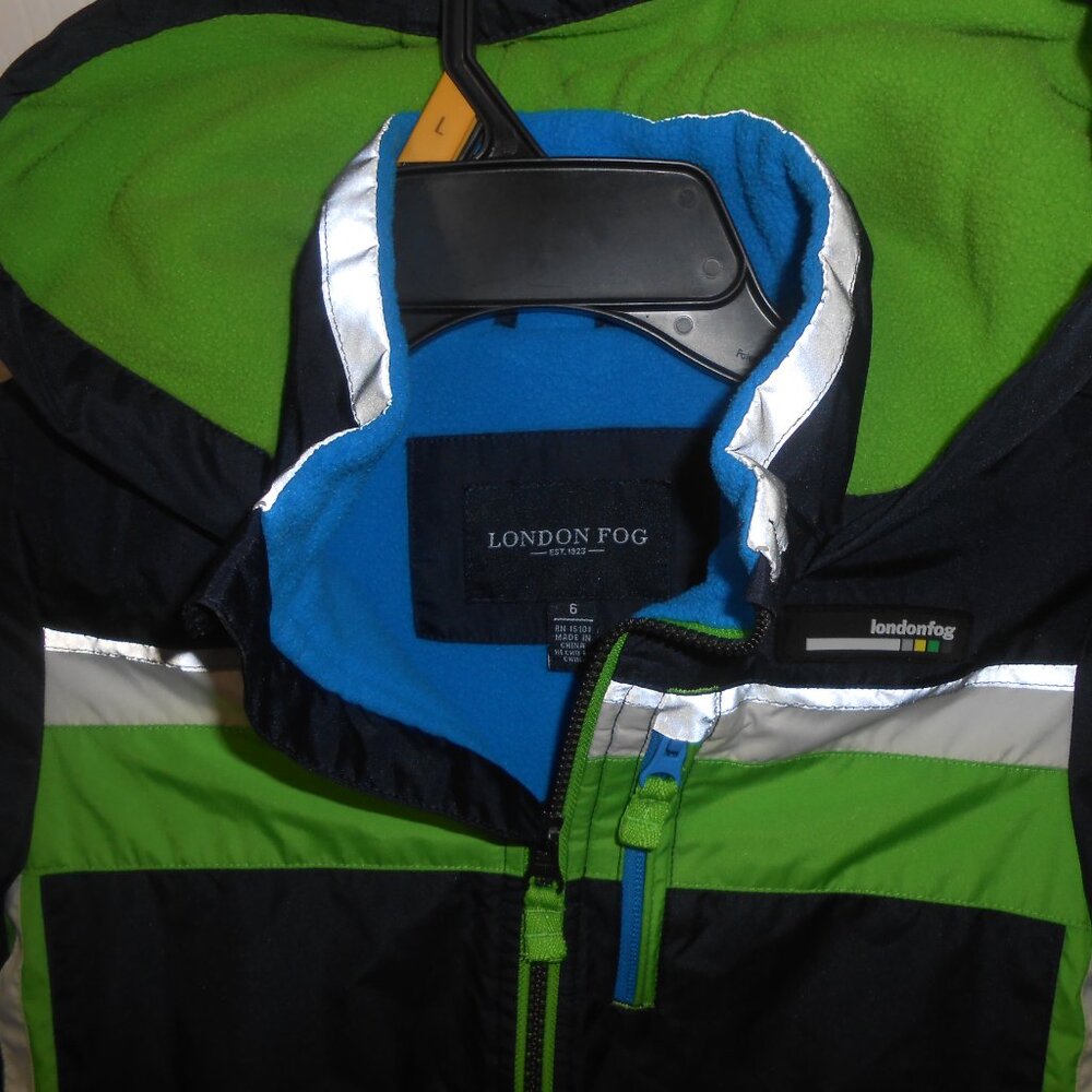 Excellent Boys size 6 London Fog hoodie rain Jacket w/ pockets fleece lining 👦 - Picture 10 of 14